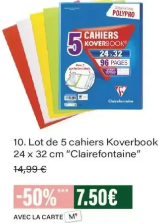 Lot de 5 cahiers Koverbook 24 x 32 cm "Clairefontaine"