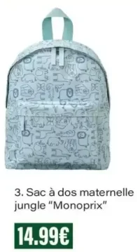 Sac à dos maternelle jungle "Monoprix"