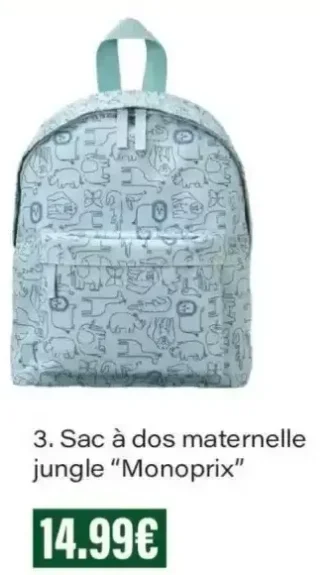 Sac à dos maternelle jungle "Monoprix"