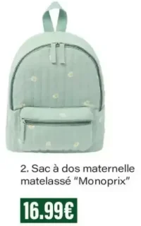Sac à dos maternelle matelassé "Monoprix"
