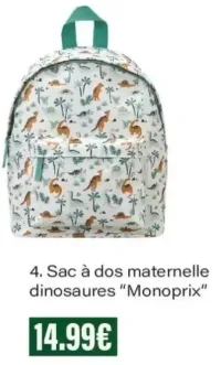 Sac à dos maternelle dinosaures "Monoprix"