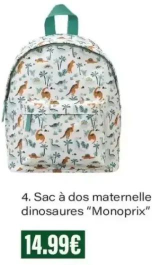Sac à dos maternelle dinosaures "Monoprix"