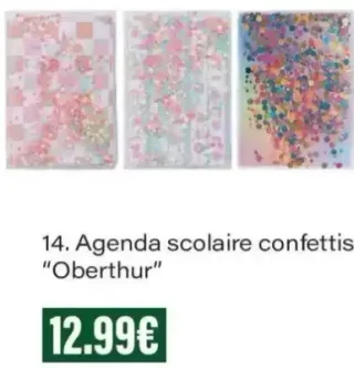 Agenda scolaire confettis Oberthur