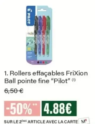 Rollers effaçables FriXion Ball pointe fine Pilot