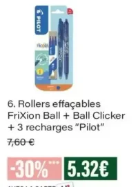 Rollers effaçables FriXion Ball + Ball Clicker + 3 recharges Pilot