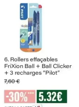 Rollers effaçables FriXion Ball + Ball Clicker + 3 recharges Pilot