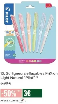 Surligneurs effaçables FriXion Light Natural Pilot