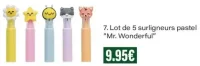 Lot de 5 surligneurs pastel "Mr. Wonderful"