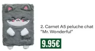 Carnet A5 peluche chat "Mr. Wonderful"