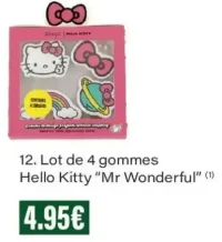 Lot de 4 gommes Hello Kitty "Mr Wonderful"