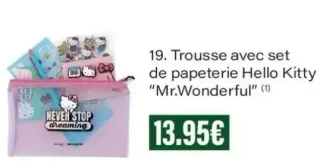 Trousse avec set de papeterie Hello Kitty "Mr.Wonderful"
