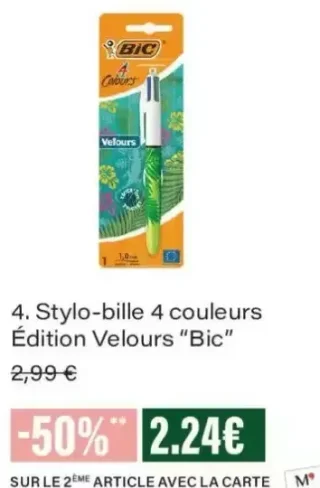 Stylo-bille 4 couleurs Édition Velours Bic