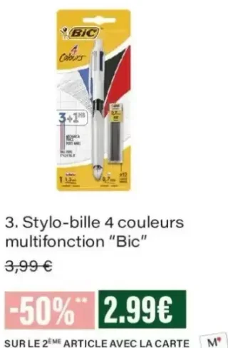 Stylo-bille 4 couleurs multifonction Bic