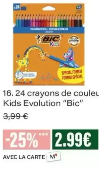 24 crayons de couleur Kids Evolution Bic