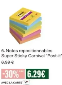 6. Notes repositionnables Super Sticky Carnival Post-it