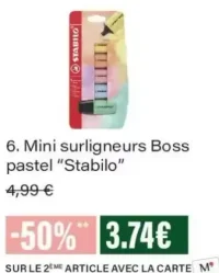 Mini surligneurs Boss pastel "Stabilo"