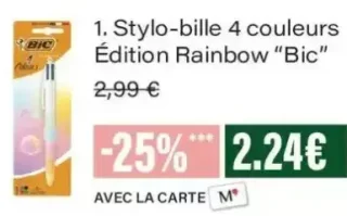 Stylo-bille 4 couleurs Édition Rainbow "Bic"
