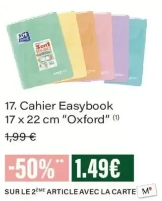 Cahier Easybook 17 x 22 cm Oxford