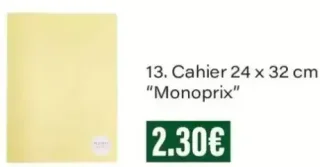 Cahier 24 x 32 cm Monoprix
