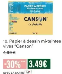 Papier à dessin mi-teintes vives Canson