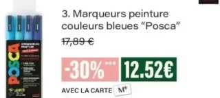 Marqueurs peinture couleurs bleues Posca