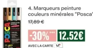 Marqueurs peinture couleurs minérales Posca