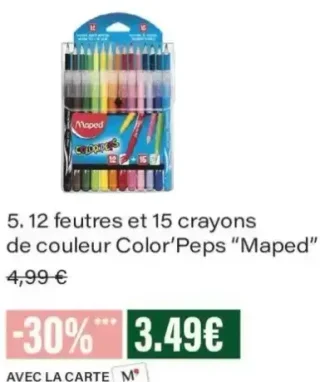 12 feutres et 15 crayons de couleur Color'Peps Maped