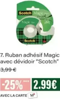 Ruban adhésif Magic avec dévidoir "Scotch"