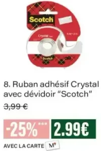 Ruban adhésif Crystal avec dévidoir "Scotch"