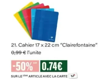 Cahier 17 x 22 cm Clairefontaine