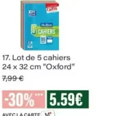 Lot de 5 cahiers 24 x 32 cm Oxford