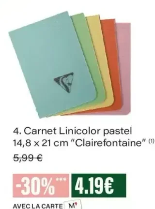 Carnet Linicolor pastel 14,8 x 21 cm Clairefontaine