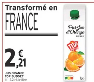 Jus d'orange avec pulpe TOP BUDGET