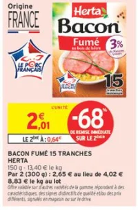 Bacon fumé 15 tranches Herta