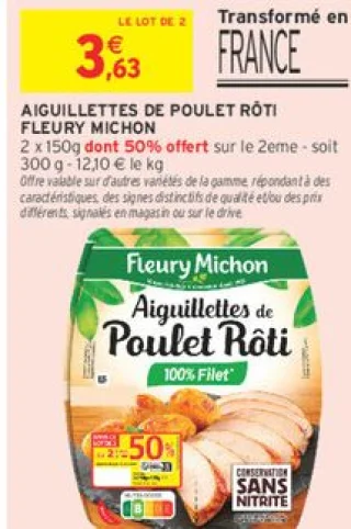 Aiguillettes de poulet rôti Fleury Michon