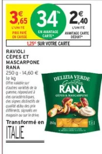 Ravioli Cèpes et Mascarpone Rana