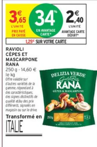 Ravioli Cèpes et Mascarpone Rana
