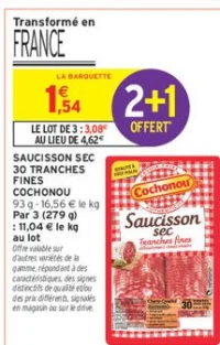 Saucisson sec 30 tranches fines Cochonou