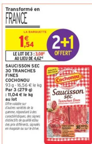 Saucisson sec 30 tranches fines Cochonou