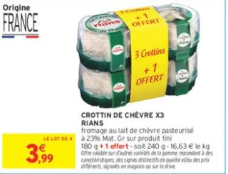 Crottin de chèvre x3 Rians