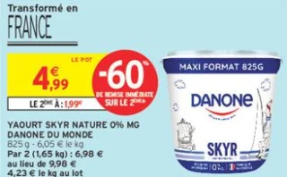 Yaourt Skyr Nature 0% MG Danone du Monde