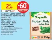HARICOTS VERTS EXTRA FINS SANS RÉSIDU DE PESTICIDES SURGELÉS BONDUELLE