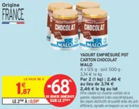 YAOURT EMPRÉSURÉ POT CARTON CHOCOLAT MALO