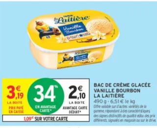 BAC DE CRÈME GLACÉE VANILLE BOURBON LA LAITIÈRE
