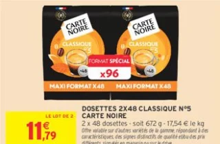 Dosettes 2x48 Classique N°5 Carte Noire