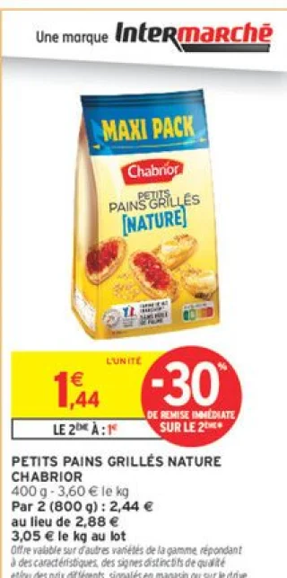 Petits Pains Grillés Nature Chabrior