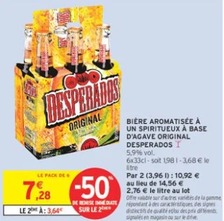 Bière aromatisée à un spiritueux à base d'agave Original Desperados