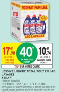 LESSIVE LIQUIDE TOTAL TOUT EN 1 40 LAVAGES XTRA