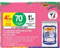 Kit ardoise effaçable à sec + 8 feutres fins Bic Velleda