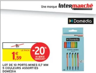Lot de 10 porte-mines 0,7 mm 5 couleurs assorties Domédia